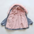 thumbnail image 6 of IROINNID Toddler Child Baby Girl Hooded Plus Thick Coat Fleece Warm Thick Denim Jacket Acetate Fiber Cotton Clothes, 6 of 7