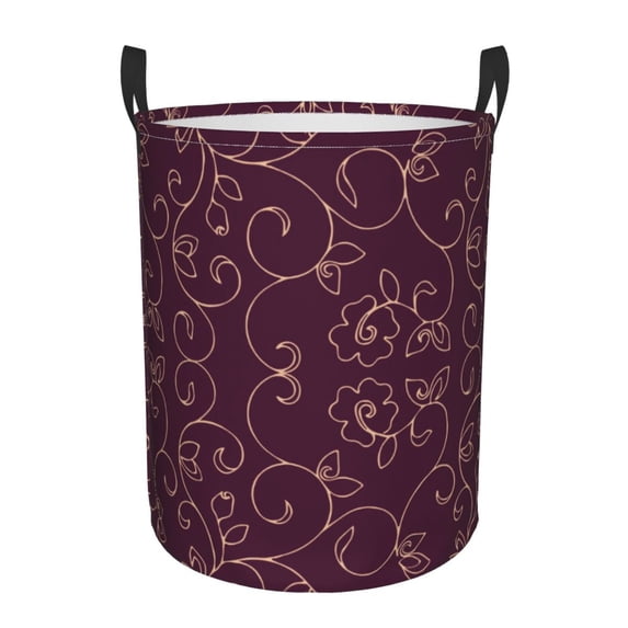 LNWH Laundry Basket, Vortex Golden Texture Pattern Foldable Laundry Hamper With Handles Waterproof, Small