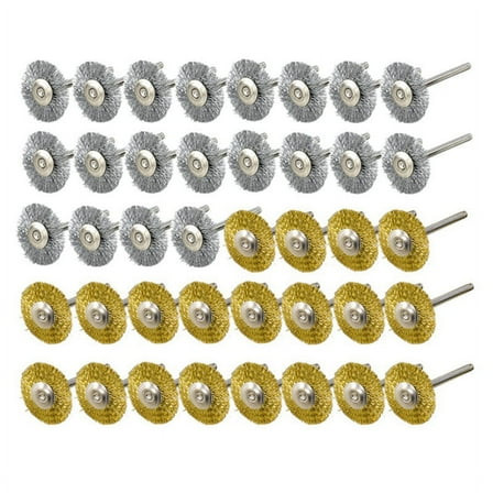 40 Pieces Mini Wire Brush Wheel Cup Brass Steel Wire Brush Set (3mm) Shank for Power Rotary Tool Polishing