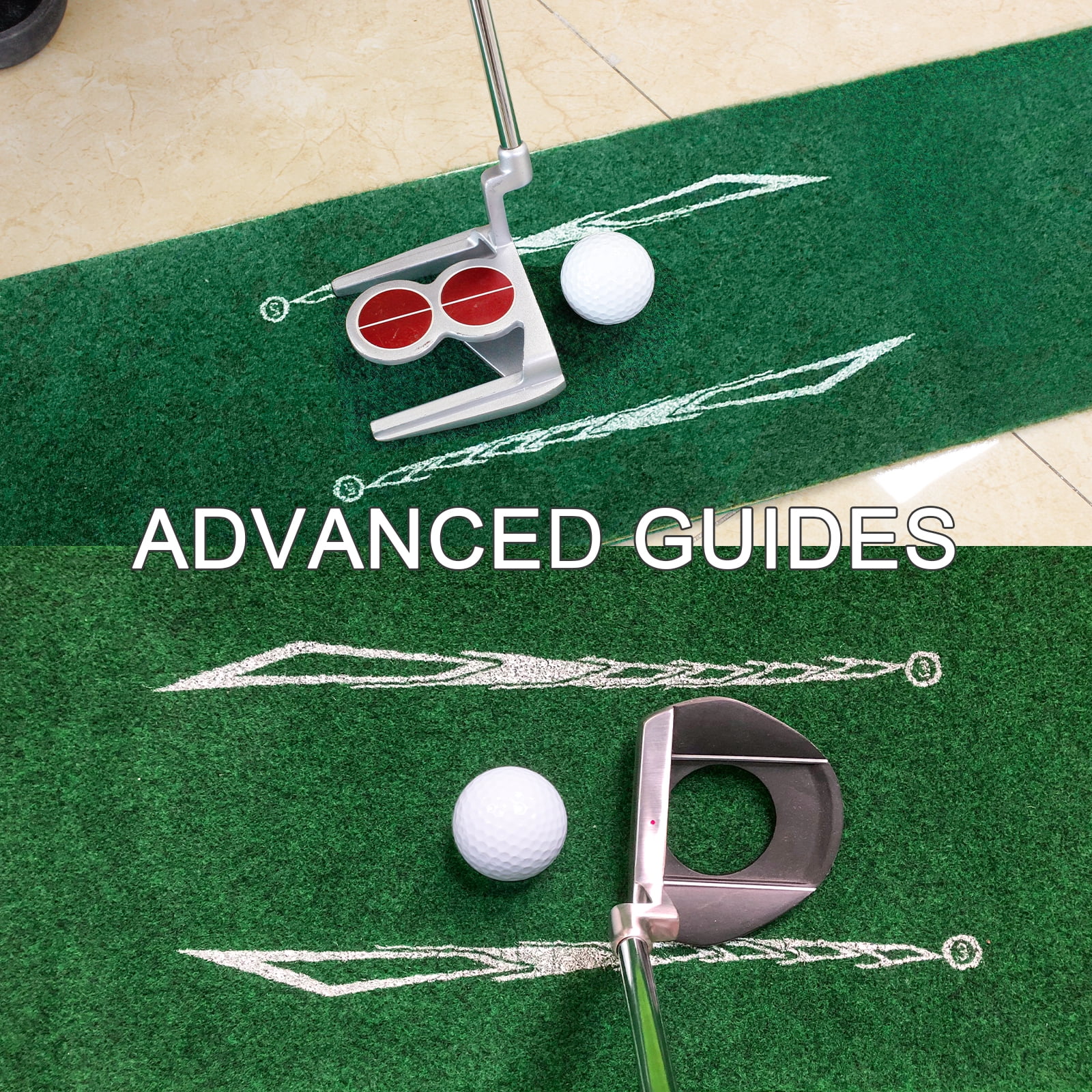 Crestgolf Golf Putting Green Indoor Putting Mat with Auto Ball Return Putter Alignment Guides at 3, 5 & 7 feet Golf Mini Practice Training Aid for Home Office