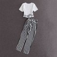 thumbnail image 6 of FANTADOOL 2 PCS/Set Women Summer Casual Short Sleeves Tops + Striped Haren Pants Suits Runway Outfit, 6 of 8