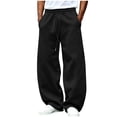 thumbnail image 2 of LJEFF Men Wide Leg Baggy Sweatpants, Breathable Elastic Waist Loose Soft Casual Trousers Gift Black, 2 of 4