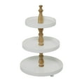 thumbnail image 6 of DecMode 16" x 24" White Wood  Tiered Server with Wood Post, 1-Piece, 6 of 7