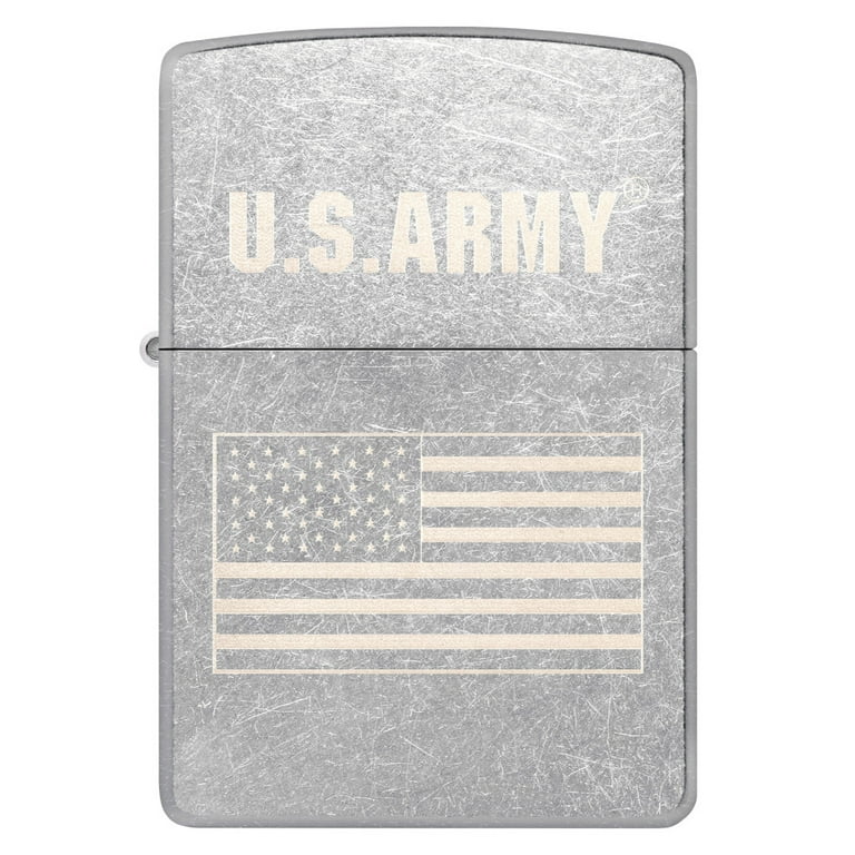 Zippo U.S. Army Flag Laser Engrave Street Chrome Pocket Lighter