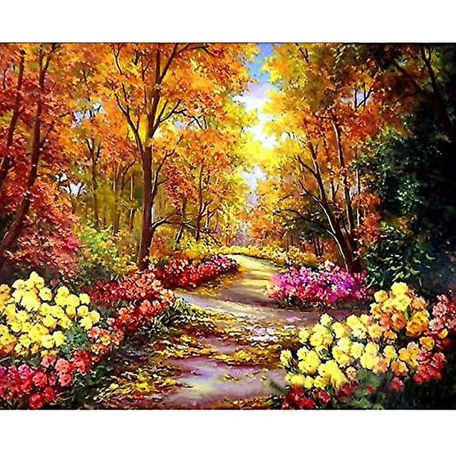 Kits grandes de pintura de diamante 5D para adultos, taladro completo de 20x16 pulgadas, bordado de cristal, punto de cruz, decoración de la pared del hogar, parque rural, paisaje en flor Pa