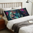 thumbnail image 4 of Balery Colorful Flower Tiger Funda Protectora para Almohada Corporal de Algodón Hipoalergénico con Cierre(55 x 21 pulgadas), Almohadas No Incluidas, 4 of 7