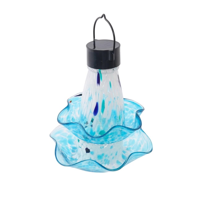 Solar-Powered Glass Hummingbird Feeder With LED Night Light For Outdoor Gardens