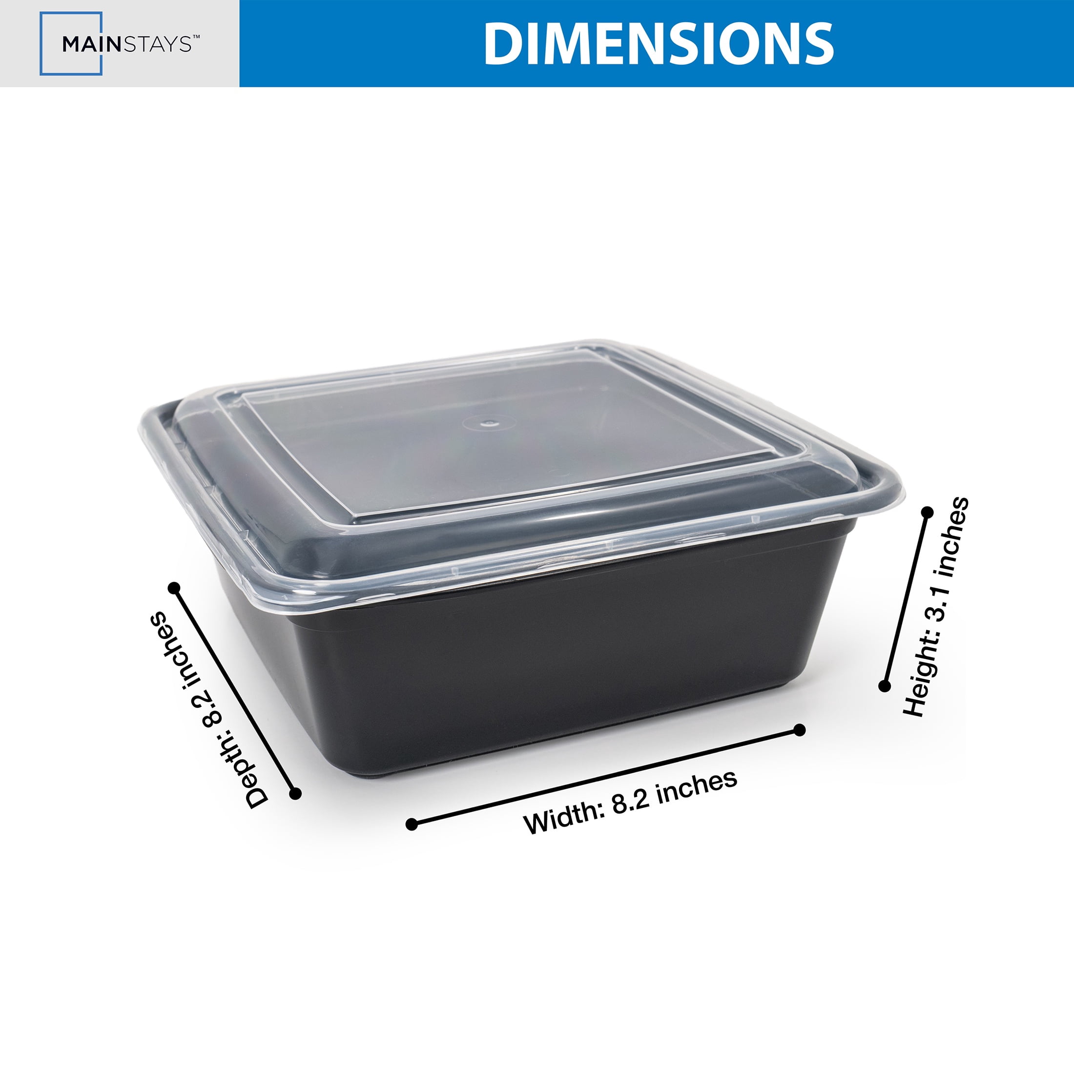 (2 pack) Mainstays 10-Piece (5 Containers + 5 Lids) 8-Cup Tall Square Meal Prep, BPA-Free, Microwave & Dishwasher Safe