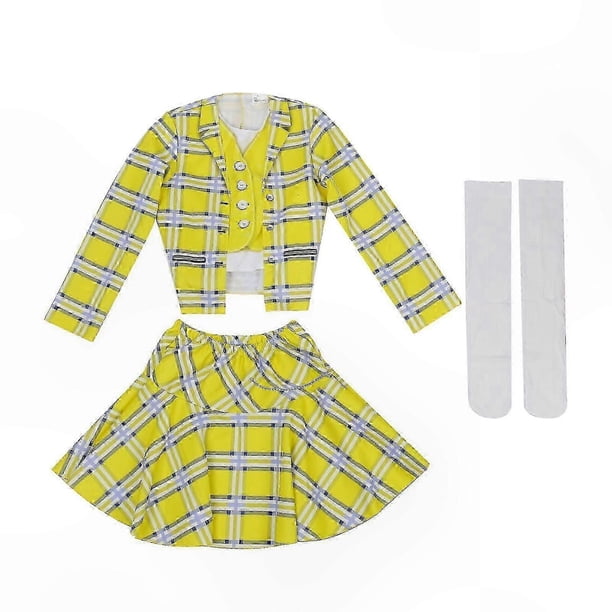 Plaid Dress Costume for Teenage Girls 2 Piece Outfit Cosplay Movie Inspired Birthday Party Carnival Clothing Set