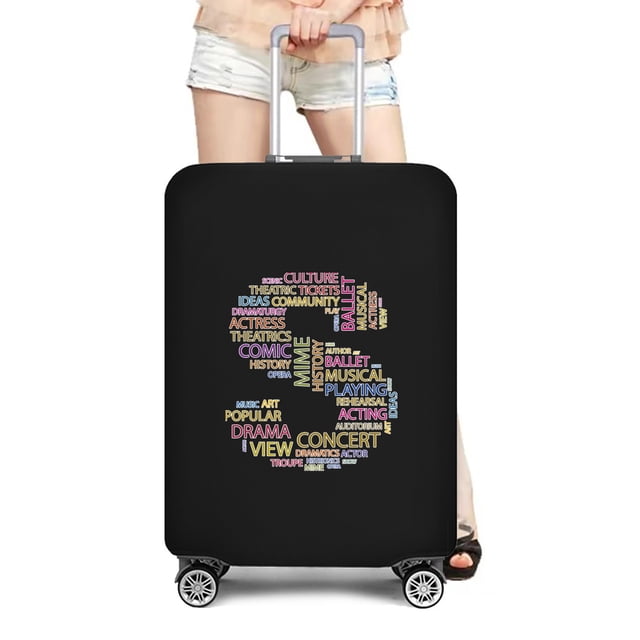 Stretch Luggage Cover Suitcase Covers Text Letter Printed Travel Accessories Printed Dust Cover 18''-28'' Inch Protective Case 8text S S