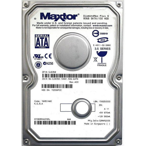 80GB SATA/150 HDD DIAMONDMAX PLUS 9, 6Y080M042725L (K,G,B,A) FY42A