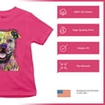 thumbnail image 4 of Tee Hunt Beware of Pit Bull Youth T-Shirt Dean Russo Art Colorful Cute Dog Kids, Pink, Large, 4 of 5