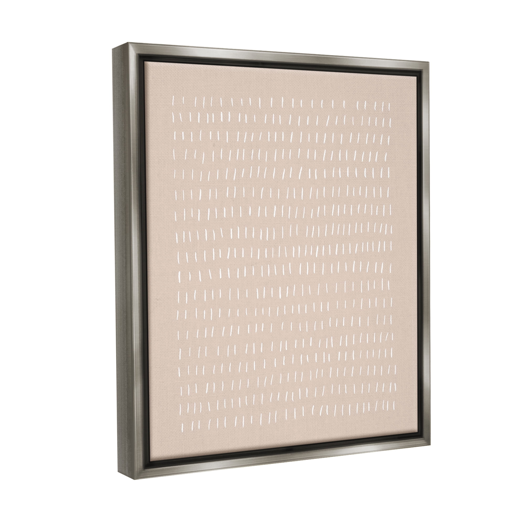 Stupell Industries Beige Dash Pattern Abstract Painting Gray Floater Framed Canvas Art Print Wall Art, 17 x 21