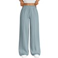 thumbnail image 2 of Womens Wide Leg Sweatpants High Waisted Baggy Pants Fashion Teen Girl Drawstring Athletic Joggers Sky Blue S, 2 of 5
