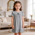 thumbnail image 2 of LIIPEE Solid Color Nightgown For Girls Short Sleeve Summer Lightweight Ruffle Sleepwear Dress Kids Loose Breathable Cute Everyday Homewear,13-14 Years, 2 of 4