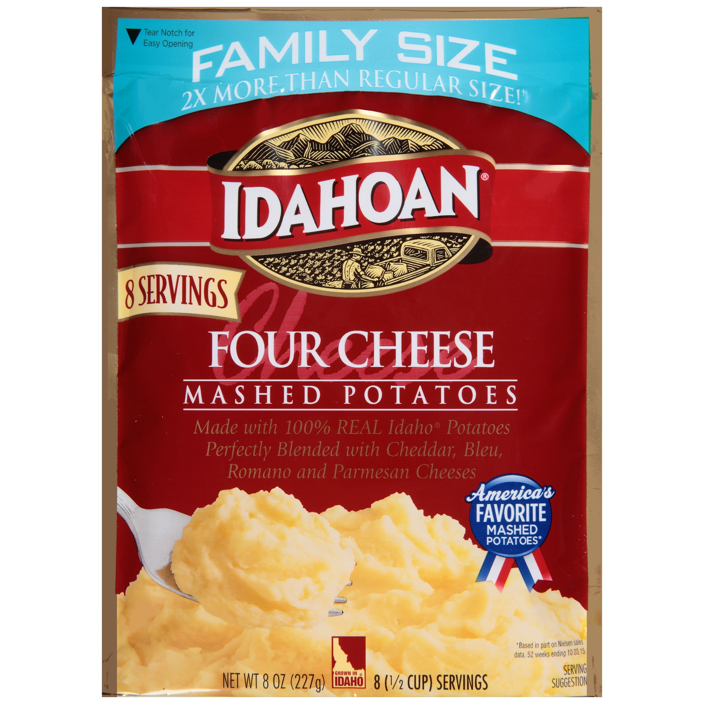 Idahoan Four Cheese Mashed Potatoes Family Size Pouch, 8 1/2 Cup Servings