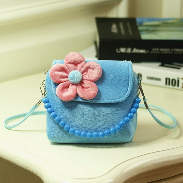 Messenger Bag Kid Handbag Mini Coin Purse Pack Coin Purse Shoulder Bags Craftsmanship Convenience DIY Prop Sweet Present Birthday Gift Blue