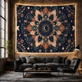 thumbnail image 6 of Celestial Mandala with Moon and Stars Against a Navy Blue Background, Mystical Boho for Boho Lovers, Intricate Wall Art, Housewarming Gift, Tapestry Wall Hanging for Bedroom and Living Room, 6 of 7
