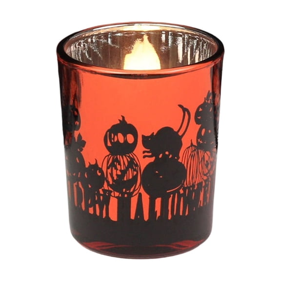 Pumpkin Glass Votive Candles, Warm Pumpkin Fall Candle Gift for Women Men, Glass Jar Candle Decoration for Thanksgiving Halloween Holidays