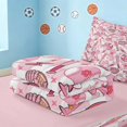 thumbnail image 5 of Manfei Cartoon Baseball Zipper Full Size Comforter Sets with Fitted Sheet and 2 Pillowcases, Sport Zipper Bedding Set, Pink White Baseball, 5 of 7
