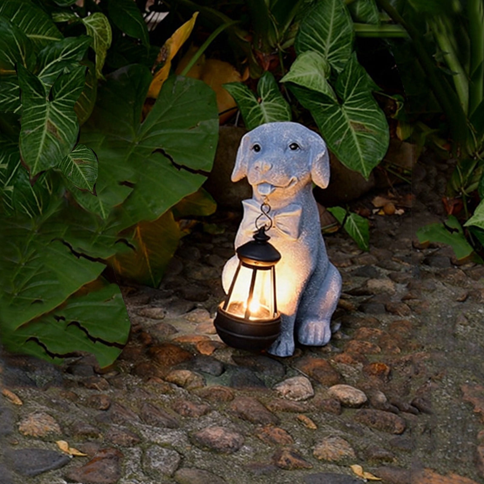 Chanana Dog Solar Garden Statue with Lantern – Outdoor Patio & Yard Decor – Figurine for Dogs – Gift for Mom, Grandma, Dog Lovers, Housewarming Present
