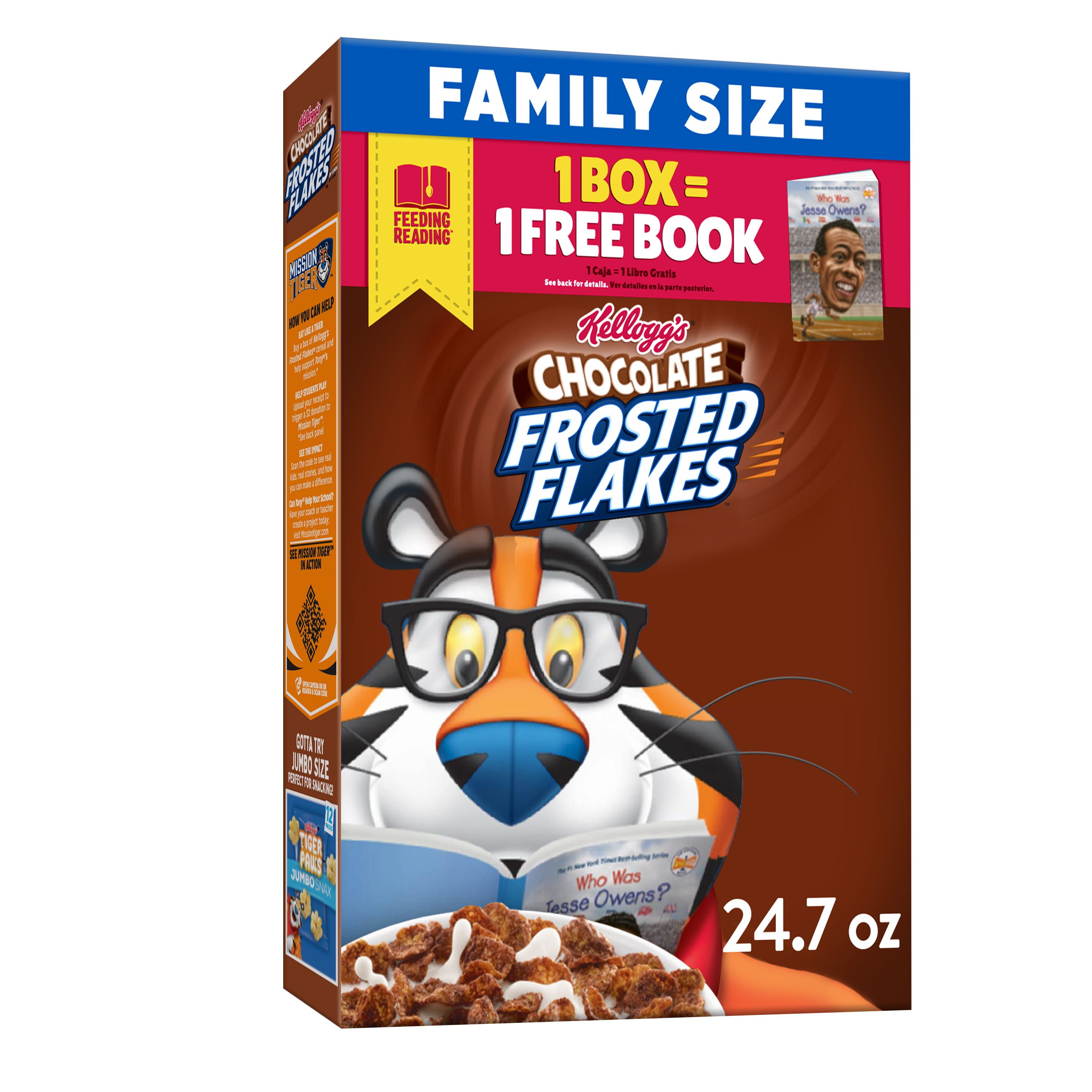 Kellogg's Frosted Flakes Breakfast Cereal, Chocolate, Family Size, Low