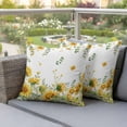 thumbnail image 3 of Summer Floral Outdoor Pillow Covers Pack of 2 Watercolor Rustic Farmhouse Sunflower Eucalyptus Leaves Waterproof Throw Pillow Covers Decorative Cushion Cases for Patio Garden Tent Balcony 18x18 inch, 3 of 9