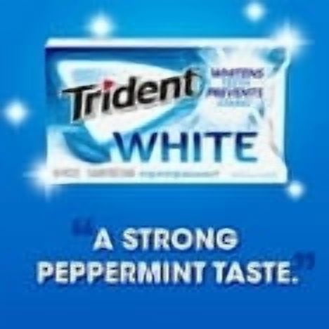 Trident White Sugar Free Gum, Peppermint Flavor, 3 Packs of 16 Pieces (48 Pieces Total) pack of 2