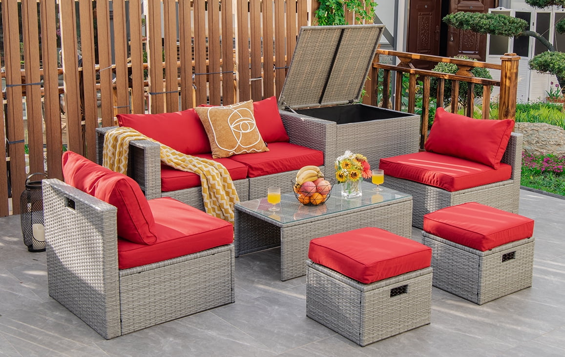 Patiojoy 8 Pieces AllWeather PE Rattan Patio Furniture Set Outdoor
