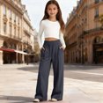 thumbnail image 2 of NOLDARES Girls Sweatpants Straight Leg Baggy Drawstring Sweatpants for Girls Kids Solid Athletic Trackpants(W109-Dark Gray), 2 of 5