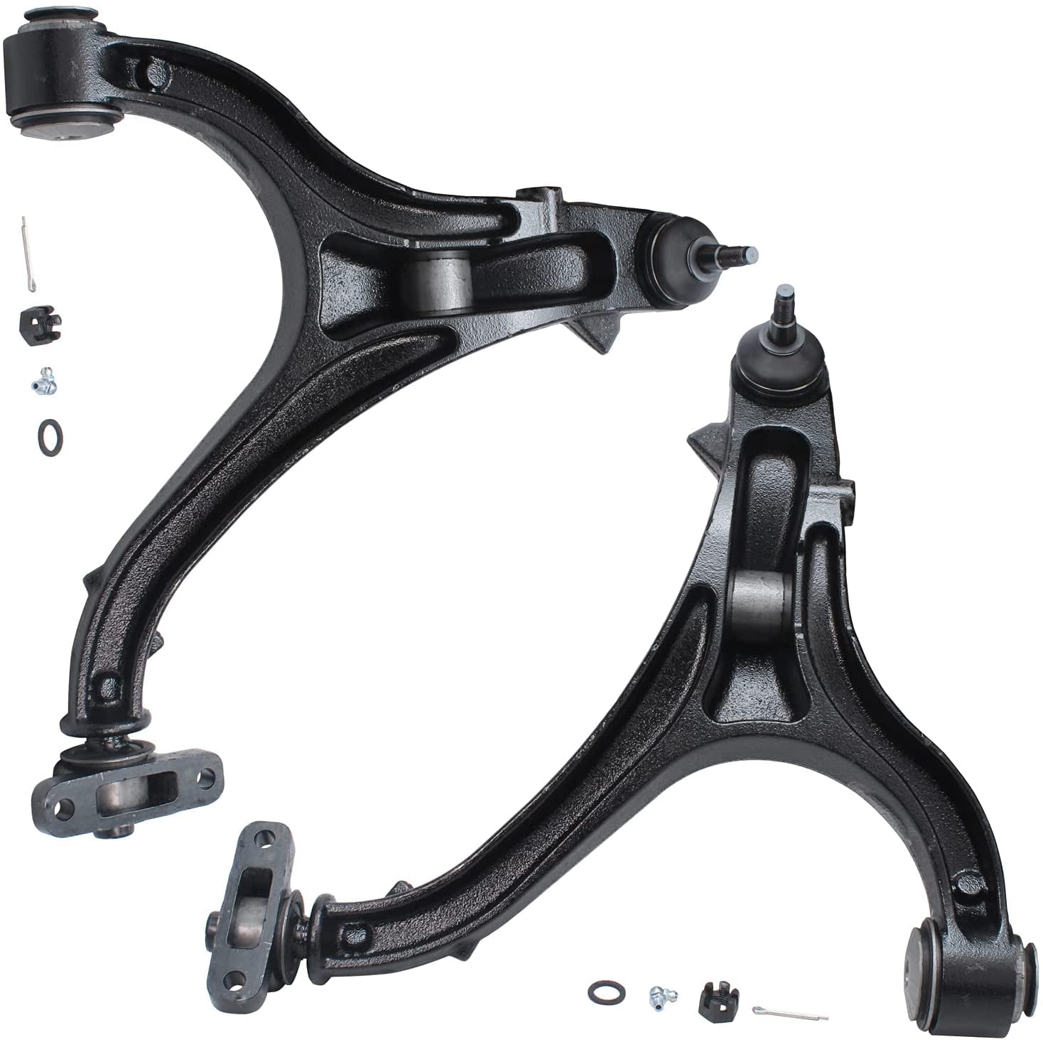 Detroit Axle - 4pc Front End Control Arms for 05-10 Jeep Commander Grand Cherokee, 4 Lower Upper Control Arms w/Ball Joint 2005 2006 2007 2008 2009 2010 Replacement