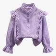 thumbnail image 6 of Mnyotv School Outfits for Girls Classic Uniform Shirts Ruffle Long Sleeve Button Down Shirt Kids Fall Clothes Tops Size 5-6Y, 6 of 8