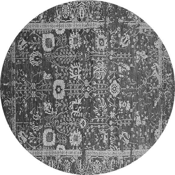 Ahgly Company Indoor Round Oriental Gray Industrial Area Rugs, 6' Round