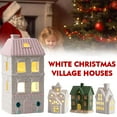 thumbnail image 2 of LED Ceramic House Christmas Village Sets Hollowed Out Desktop Decoration, 2 of 7