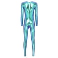thumbnail image 2 of Eandarui Women's Shiny Liquid Full Body Suits Unitard Back Zipper Catsuit Stretchy Costume Jumpsuits Blue L, 2 of 7