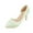 Green, variant on XYD Women Bridal D'Orsay Pearl Pointed Closed Toe Pumps Outer Low Platform Mid Heels Slip-on Elegant Prom Shoes Size 7 Yellow