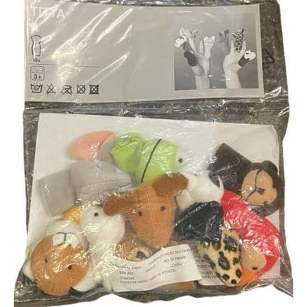 New 10 Pack of Titta Djur Assorted Animal Finger Puppets Rare Educational New