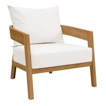 Modway Brisbane Teak Wood Outdoor Patio Armchair, White