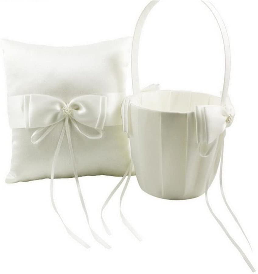 2Pcs/Set Flower Girl Basket & Ring Bearer Cushion Pillow Wedding Party Favor 2Pcs/Set Flower Girl Basket & Ring Bearer Cushion Pillow Wedding Party Favor