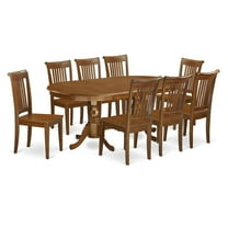 East West Furniture Plainville 9-piece Wood Dining Room Table Set in Brown