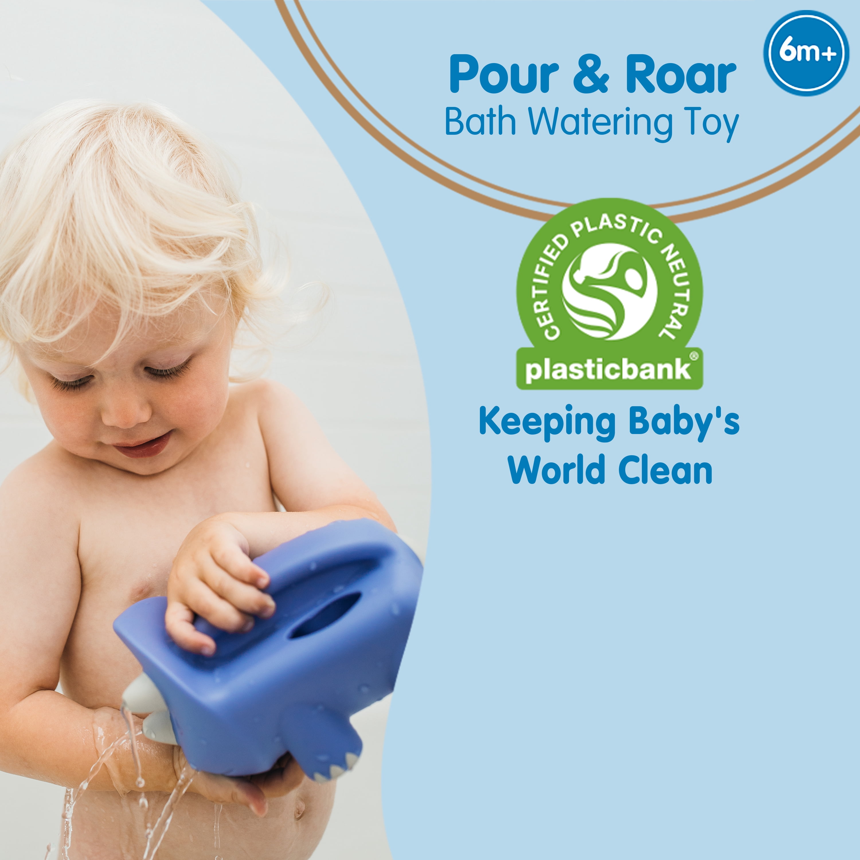 Dr. Brown's Clean up Pour & Roar Watering Can Bath Toy, Baby Bath Essentials Toddler and Kids Toy, 6m+, BPA Free