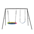 thumbnail image 2 of Erinnyees 2 Seats Swing Sets for Backyard, 1 Saucer Swing, 1 Belt Swing, Heavy Duty Outdoor Playset for Kids, Holds Over 500lbs, 2 of 9