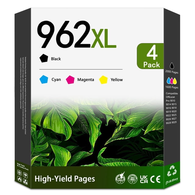 Cartuchos de tinta PikBey 962XL, paquete combinado de 4 unidades, alto rendimiento