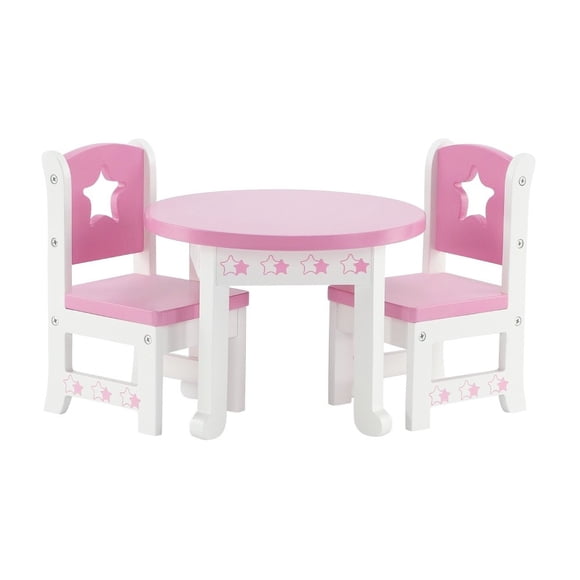 Mesa de cocina Emily Rose de Doll Furniture para muñecas, 14,5 pulgadas, con 2 sillas
