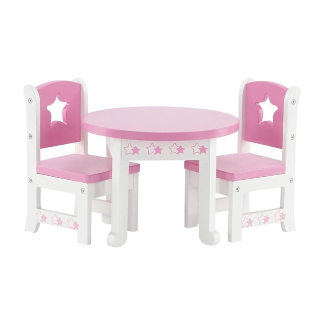 Mesa de cocina Emily Rose de Doll Furniture para muñecas, 14,5 pulgadas, con 2 sillas