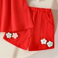 thumbnail image 5 of XZNPDUCQ Girls Short Outfits Summer Toddler Girls Elastic Shorts Short Sleeve T-shirt 2 Pcs Summer Baby Girls Short SetGirls Summer 2Pcs T Shorts Set Dailywear Red，18-24 Months, 5 of 5