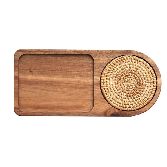 Coffee Tray Wood Plate Breakfast Tray for Serving Food Hospitality Coffeeware Teaware Decor Table Decoration Accessory B