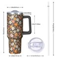 thumbnail image 2 of 40oz Pioneer Flower Floral Print Pattern Insulated Tumbler with Handle, BPA-Free Leak Proof Lid and Straws, Double Wall Vacuum, Hot 12h/Cold 34h, 2 of 6
