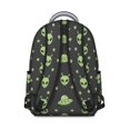 thumbnail image 3 of Alien and UFO Black Pattern Backpack for School, Cute School Bag with Adjustable Shoulder Straps and Padded Back, 15.3"x11"x7.1", 3 of 5