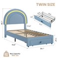 thumbnail image 3 of Rainbow Headboard Twin Platform Bed - Berber Fleece Princess Style, LED Lights & Storage Drawer, No Box Spring Needed, 3 of 7